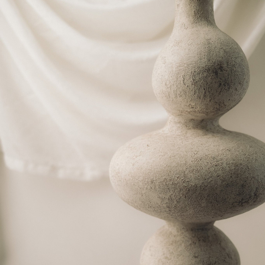 Handmade Towering Clay Vessel Vase, Cream