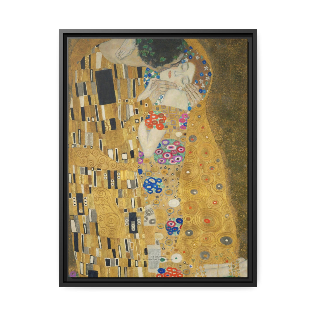 Matte Canvas in Black Frame, The Kiss by Gustav Klimt