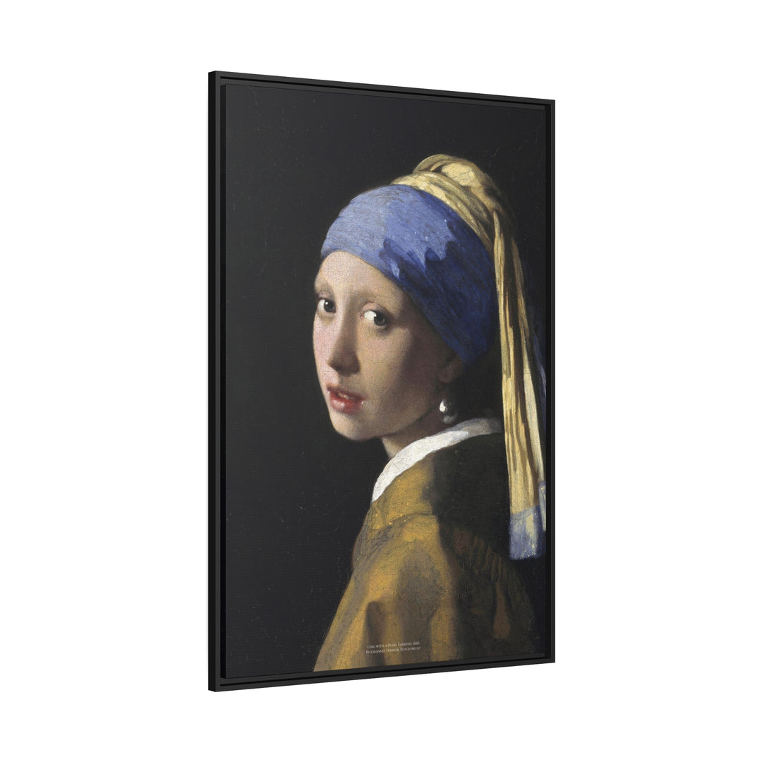 Matte Canvas in Black Frame, Girl with a Pearl Earring by Johannes Vermeer