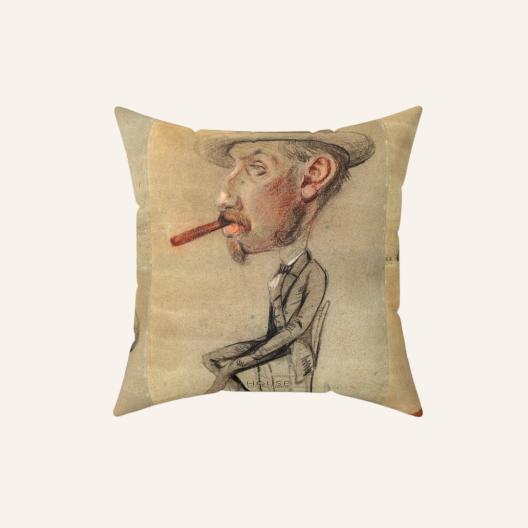 Pillow, Caricature of a Man with a Big Cigar by Claude Monet