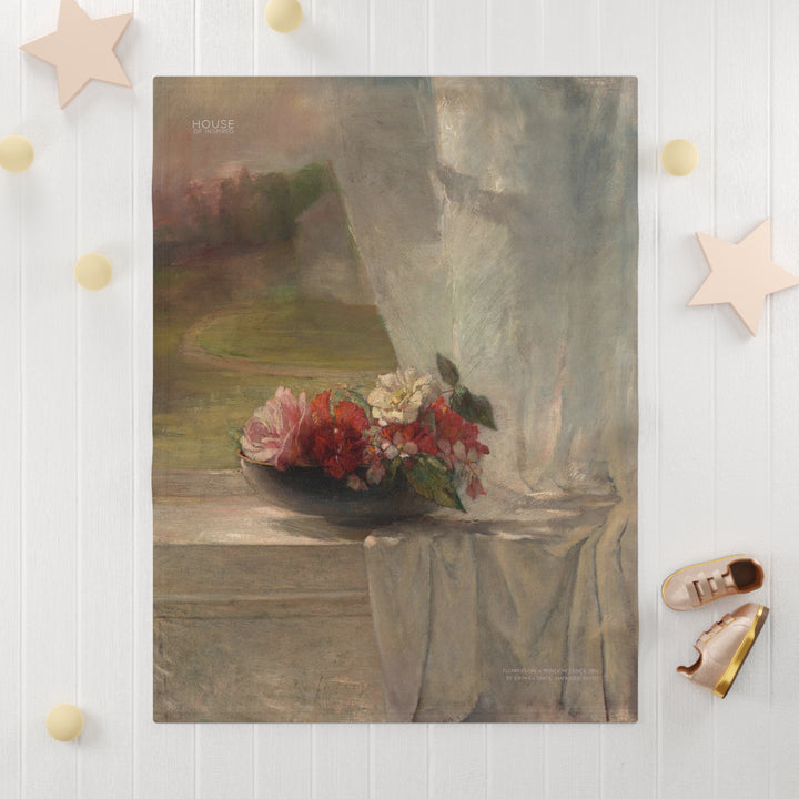 Soft Fleece Baby Blanket, Flowers on a Window Ledge by John La Farge