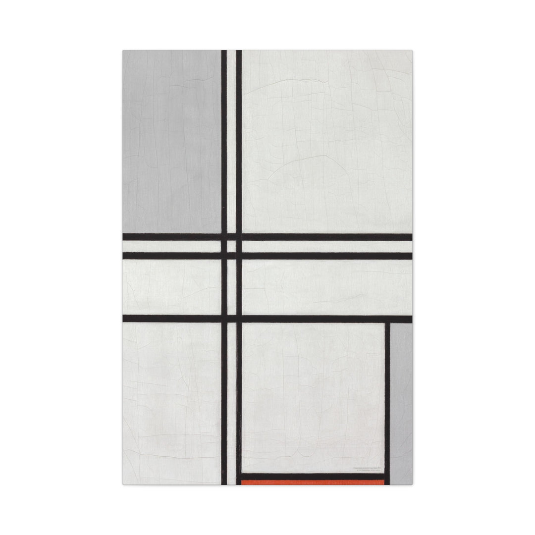 Canvas Wall Art, Composition (No.1) Gray-Red by Piet Mondrian