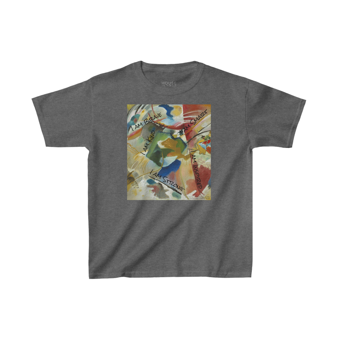 Kids Heavy Cotton Tee, Painting with Green Center by Vasily Kandinsky