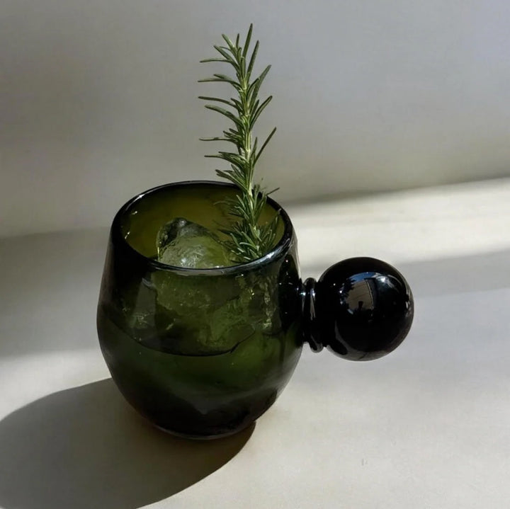 Handcrafted Artisan Set of 4 Glasses, Forest Green