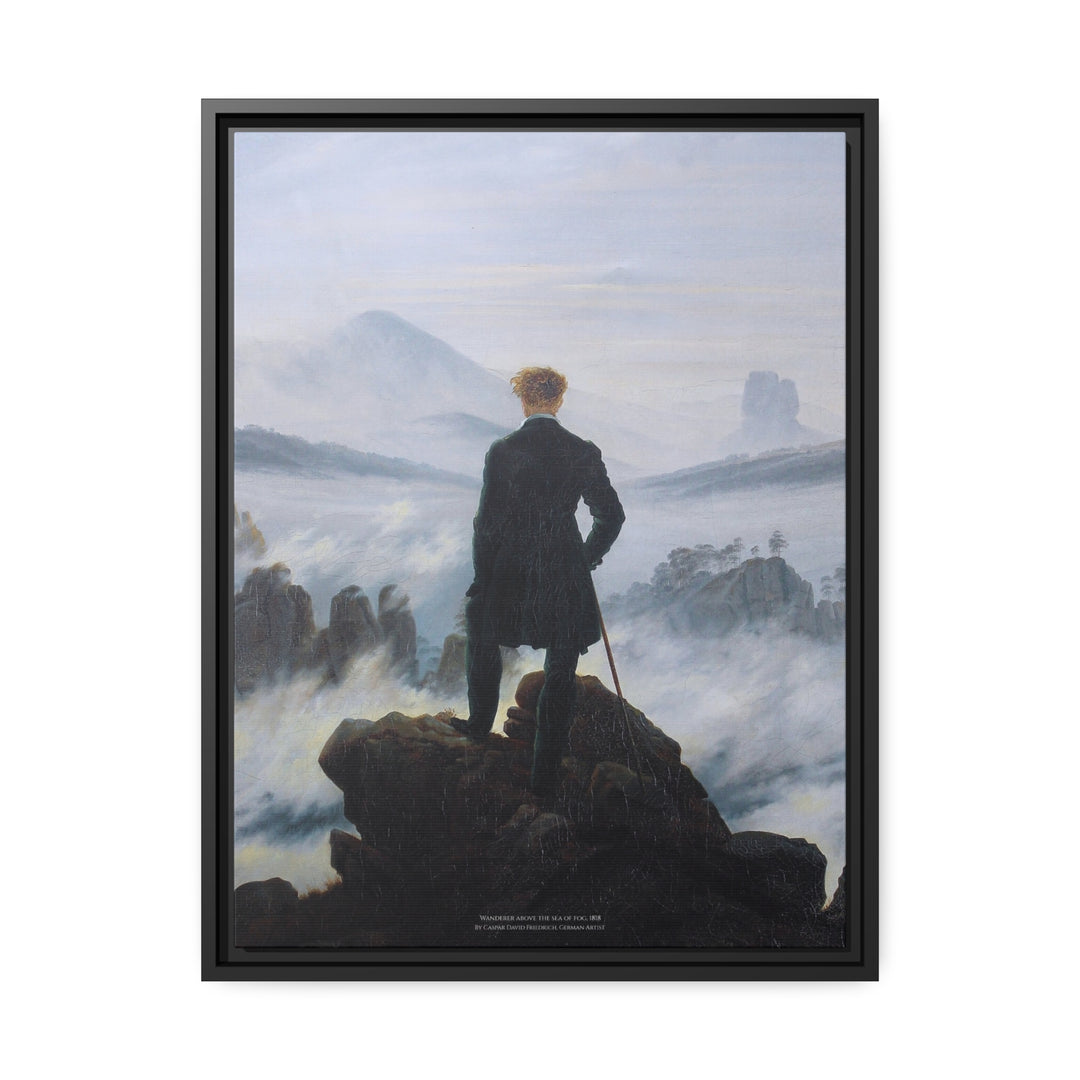 Matte Canvas in Black Frame, Wanderer above the Sea of Fog by Caspar David Friedrich