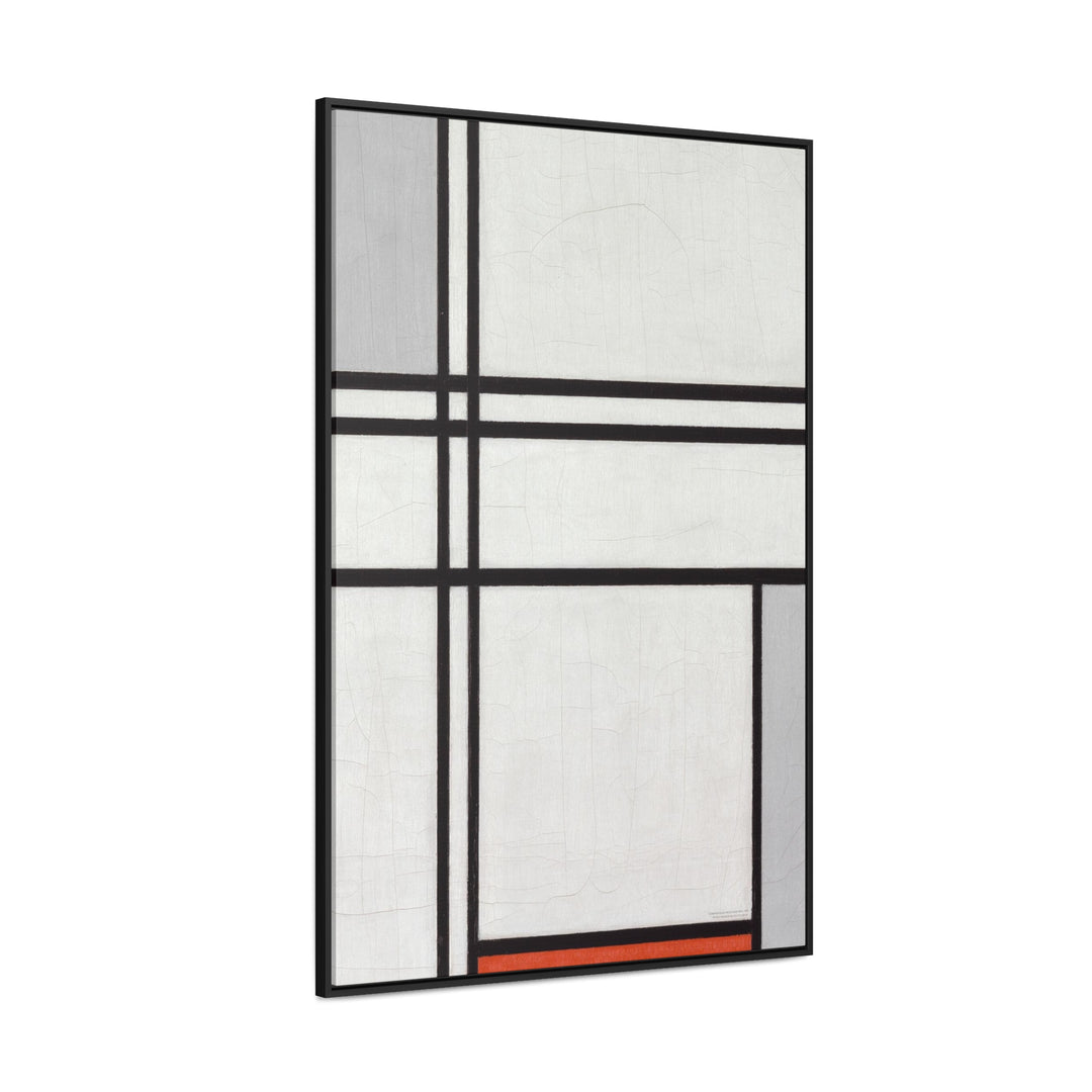 Framed Canvas Wall Art, Composition (No.1) Gray-Red by Piet Mondrian