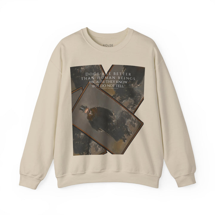 Heavy Crewneck Sweatshirt, Dogs are Better by Emily Dickinson & Éduoard Manet