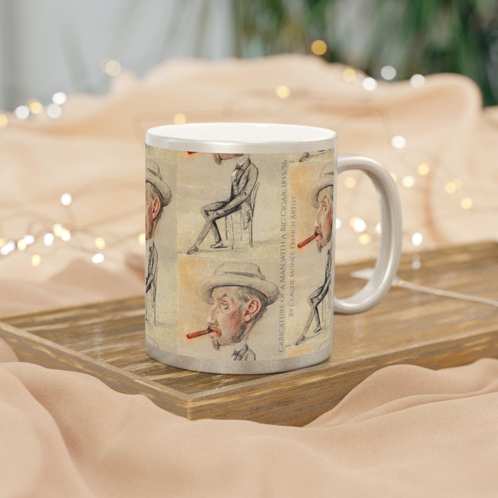 Metallic Mug, Caricature of a Man with a Big Cigar by Claude Monet