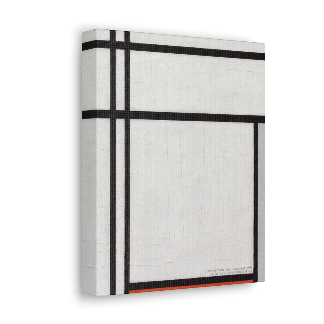 Canvas Wall Art, Composition (No.1) Gray-Red by Piet Mondrian