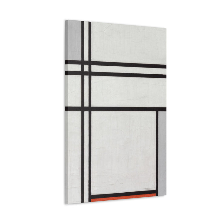 Canvas Wall Art, Composition (No.1) Gray-Red by Piet Mondrian