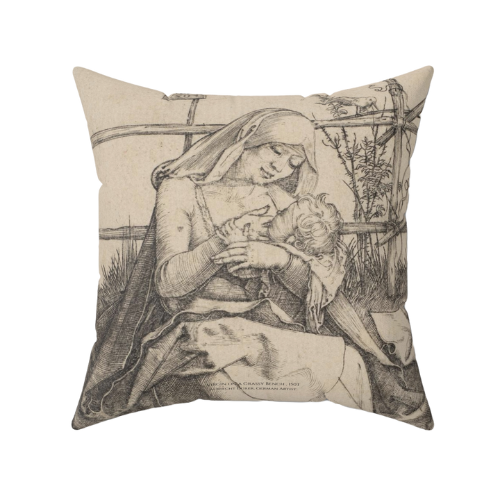 Pillow, Virgin on a Grassy Bench by Albrecht Dürer