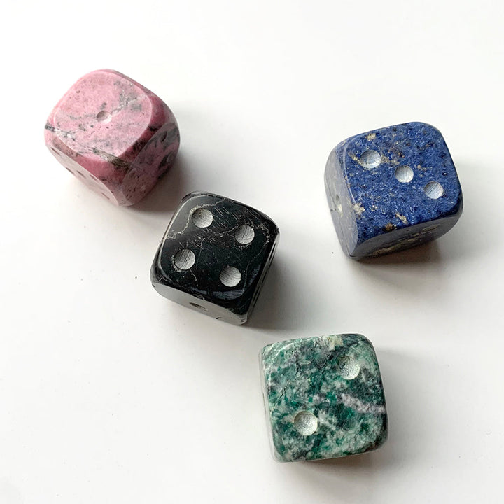 Hand-Carved Oversized Stone Dice, Set of 4