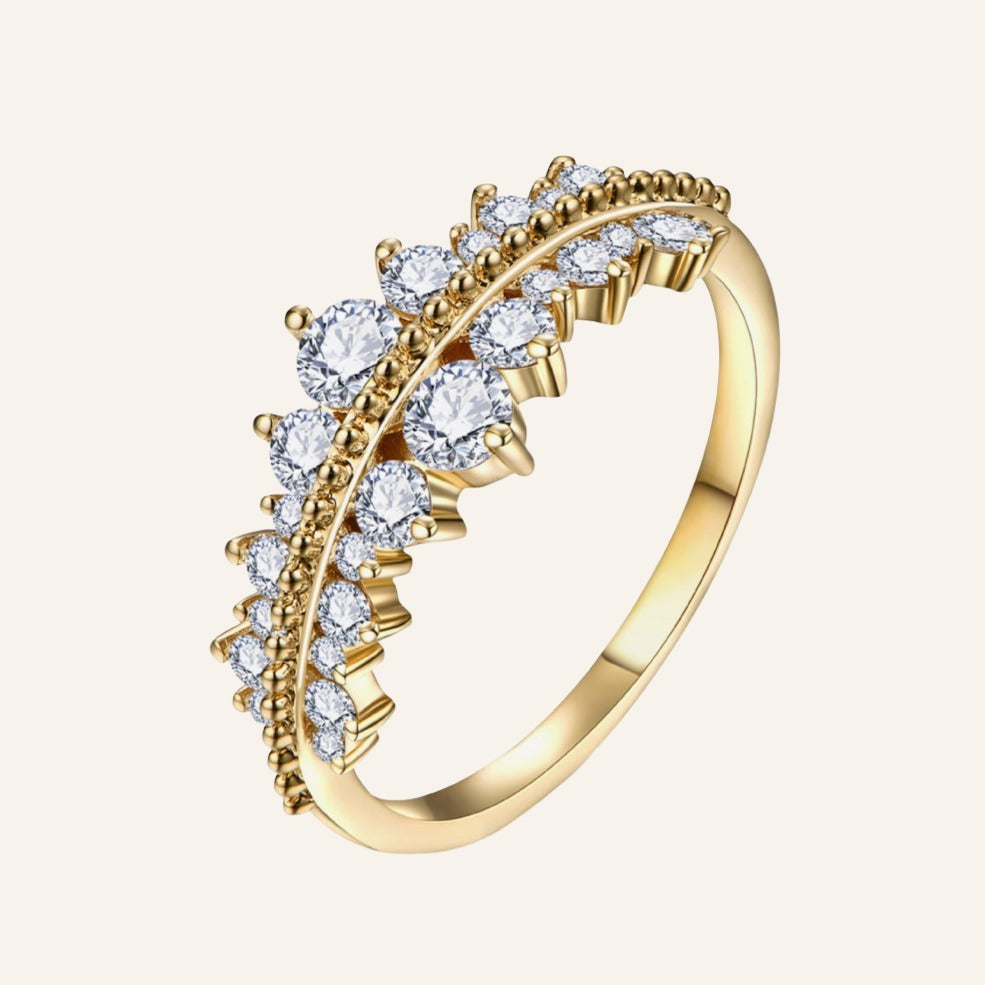 Moissanite Royal Crown Ring, 18K Gold-Plated Silver 925