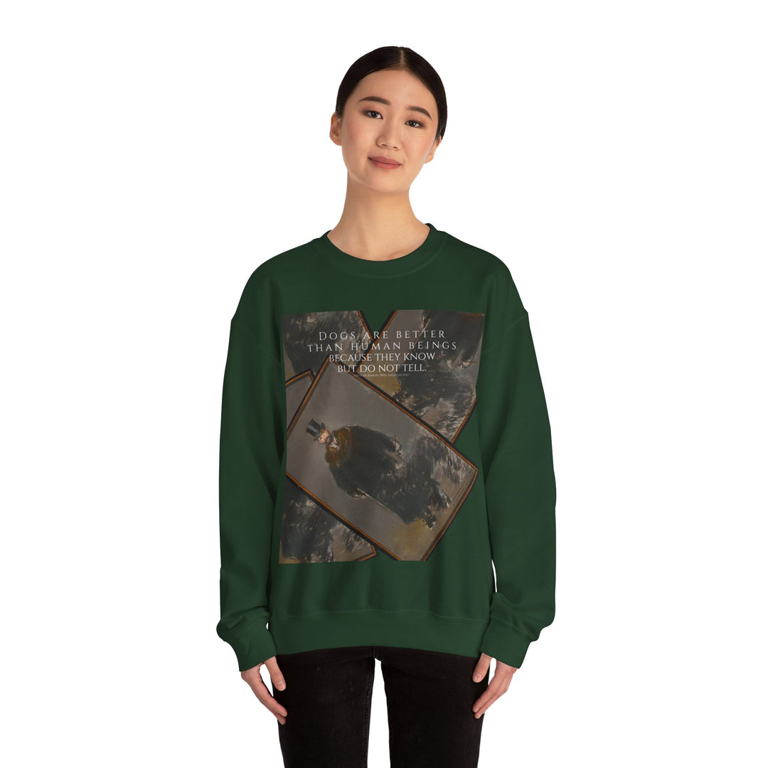 Heavy Crewneck Sweatshirt, Dogs are Better by Emily Dickinson & Éduoard Manet