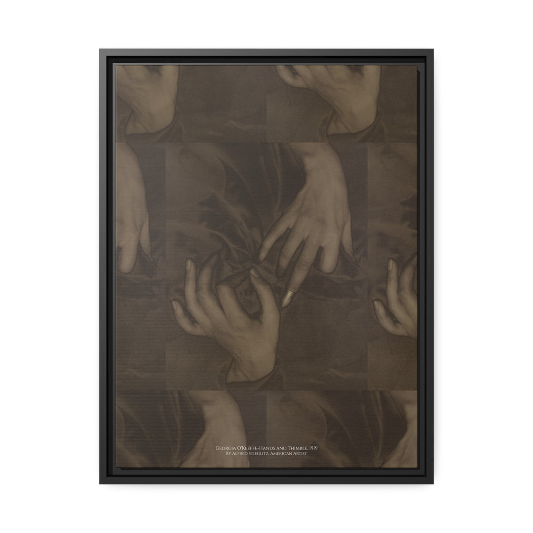 Matte Canvas in Black Frame, Georgia O'Keeffe-Hands and Thimble by Alfred Stieglitz