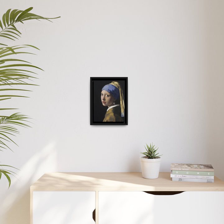 Matte Canvas in Black Frame, Girl with a Pearl Earring by Johannes Vermeer