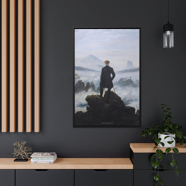 Matte Canvas in Black Frame, Wanderer above the Sea of Fog by Caspar David Friedrich