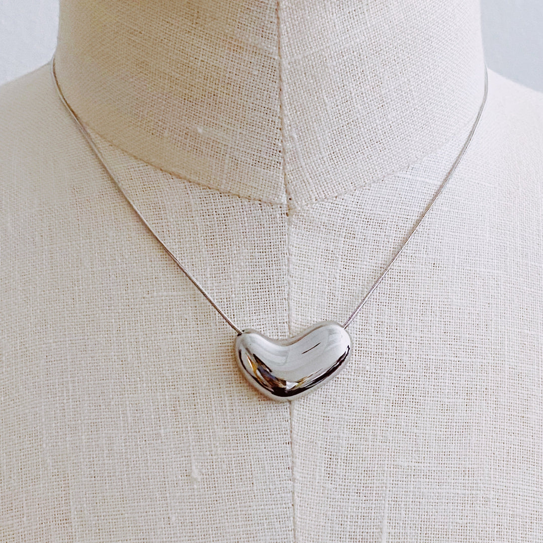 18k Gold Plated Molten Heart Necklace, Silver or Gold