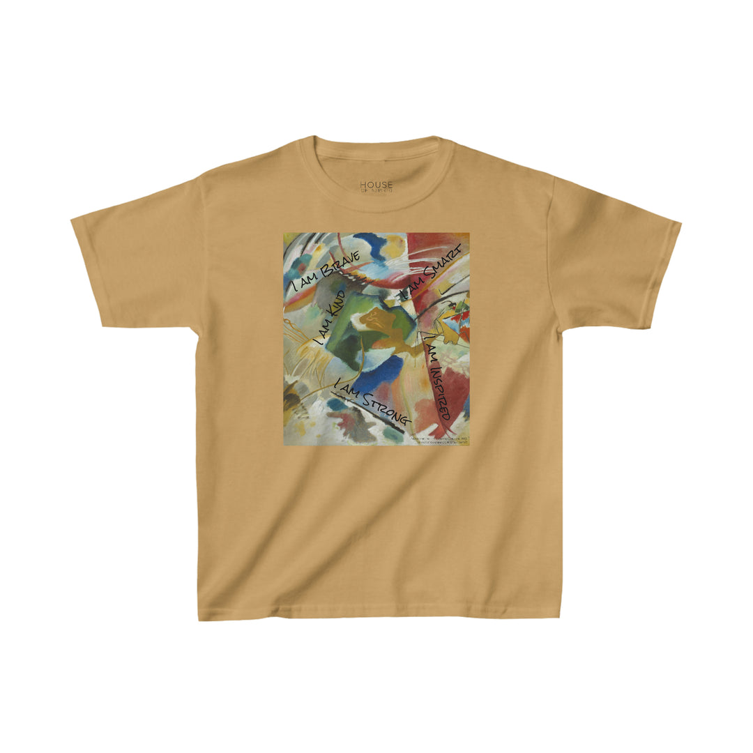 Kids Heavy Cotton Tee, Painting with Green Center by Vasily Kandinsky