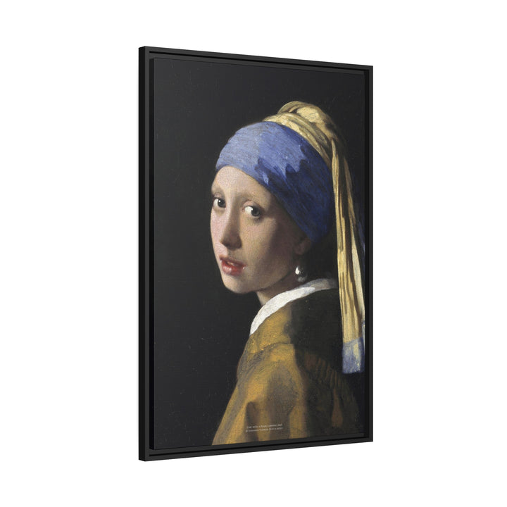 Matte Canvas in Black Frame, Girl with a Pearl Earring by Johannes Vermeer