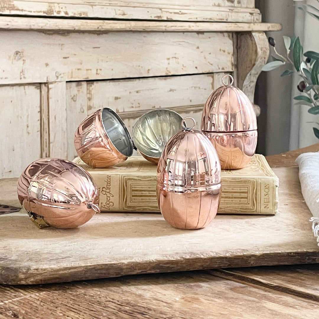 Handmade Vintage-Inspired Copper Eggs, Set of 4