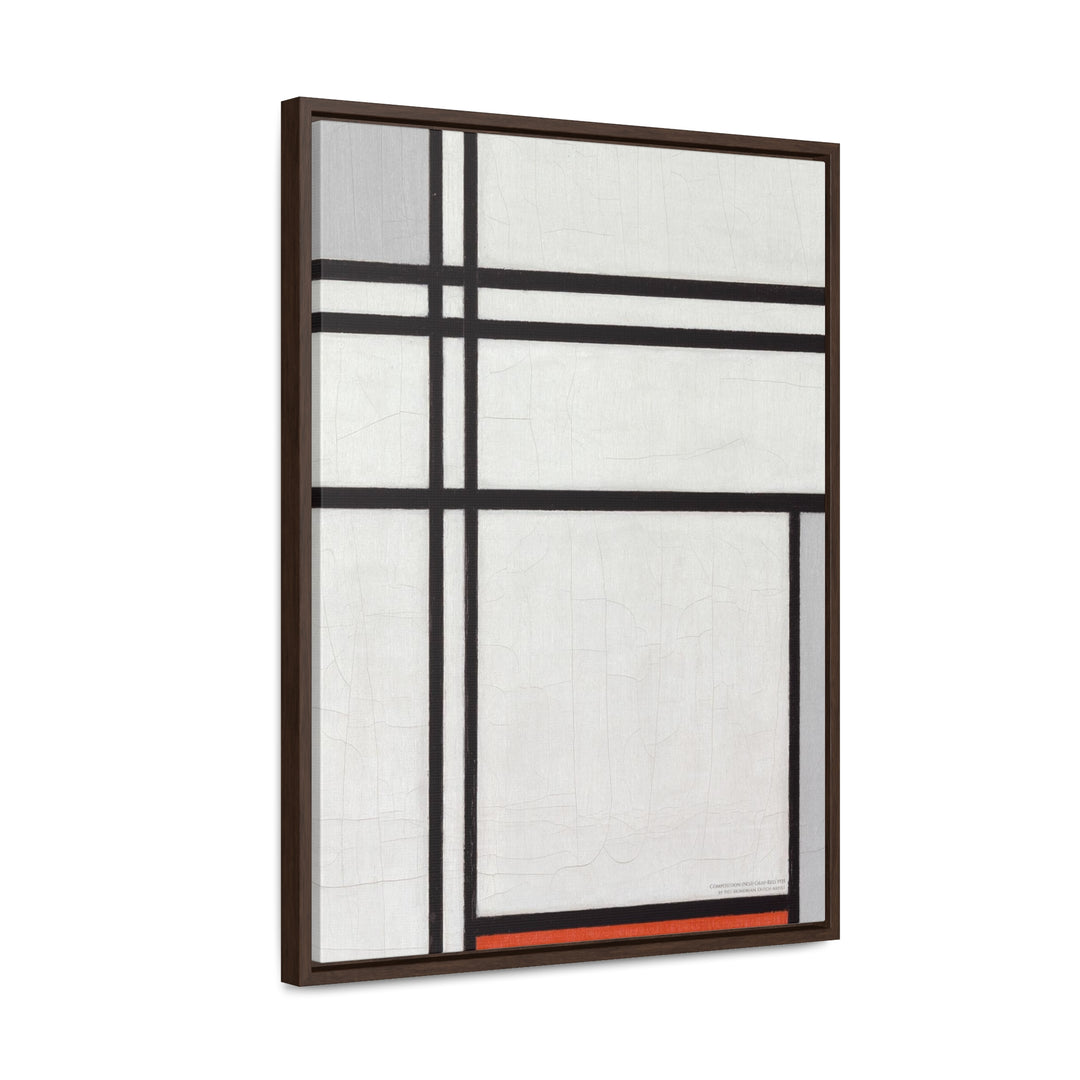 Framed Canvas Wall Art, Composition (No.1) Gray-Red by Piet Mondrian