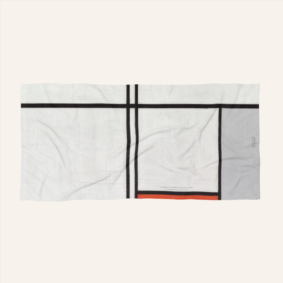 Beach Towel, Composition (No.1) Gray-Red by Piet Mondrian