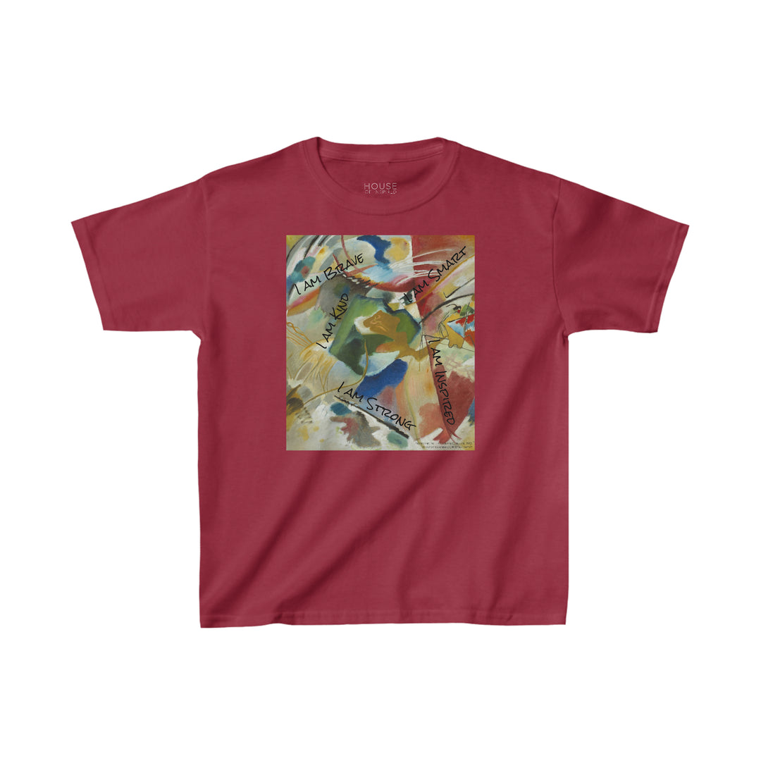 Kids Heavy Cotton Tee, Painting with Green Center by Vasily Kandinsky