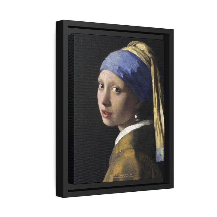 Matte Canvas in Black Frame, Girl with a Pearl Earring by Johannes Vermeer