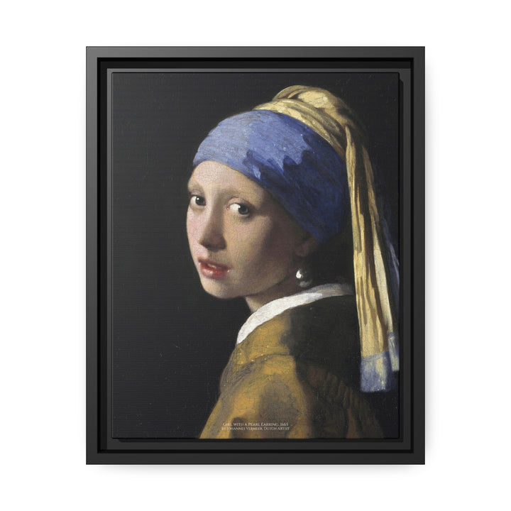 Matte Canvas in Black Frame, Girl with a Pearl Earring by Johannes Vermeer