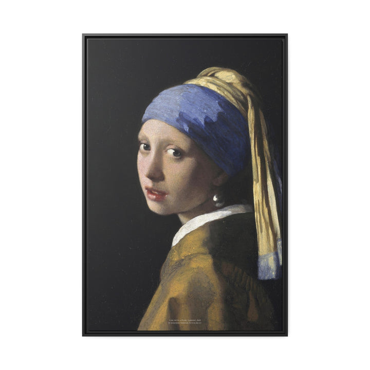 Matte Canvas in Black Frame, Girl with a Pearl Earring by Johannes Vermeer