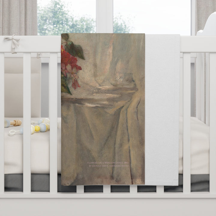 Soft Fleece Baby Blanket, Flowers on a Window Ledge by John La Farge