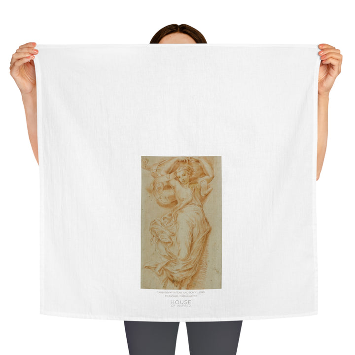 Kitchen Tea Towel, Caryatid with Yoke and Scroll by Raphael