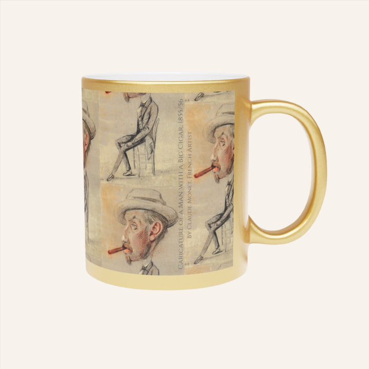 Metallic Mug, Caricature of a Man with a Big Cigar by Claude Monet