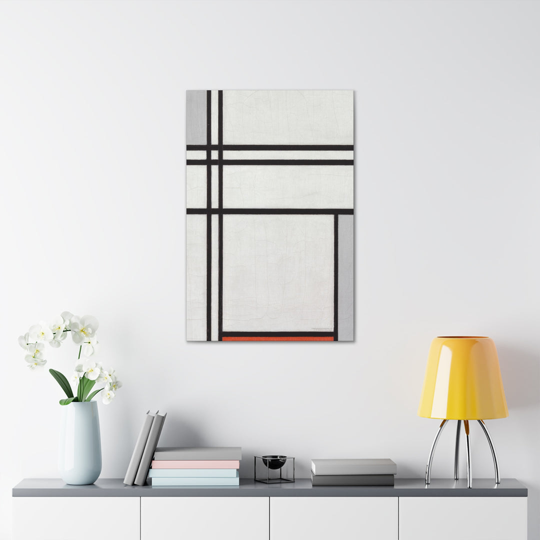 Canvas Wall Art, Composition (No.1) Gray-Red by Piet Mondrian