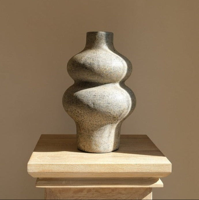 Handmade Clay Vase Vessel, Gray
