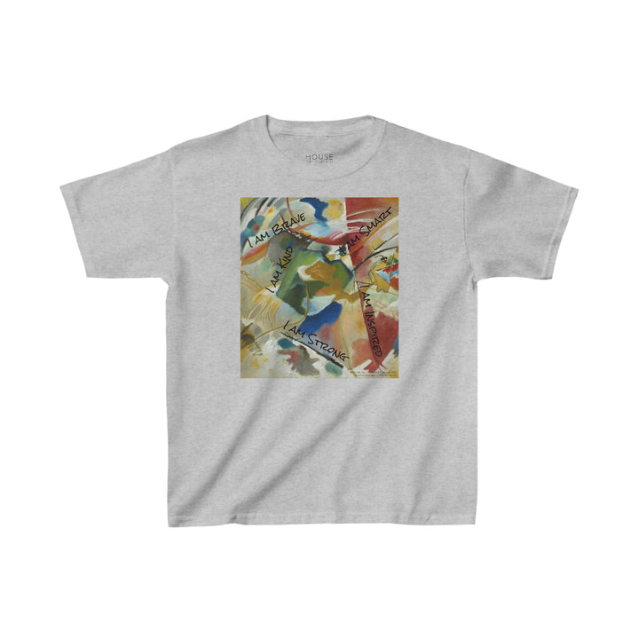 Kids Heavy Cotton Tee, Painting with Green Center by Vasily Kandinsky