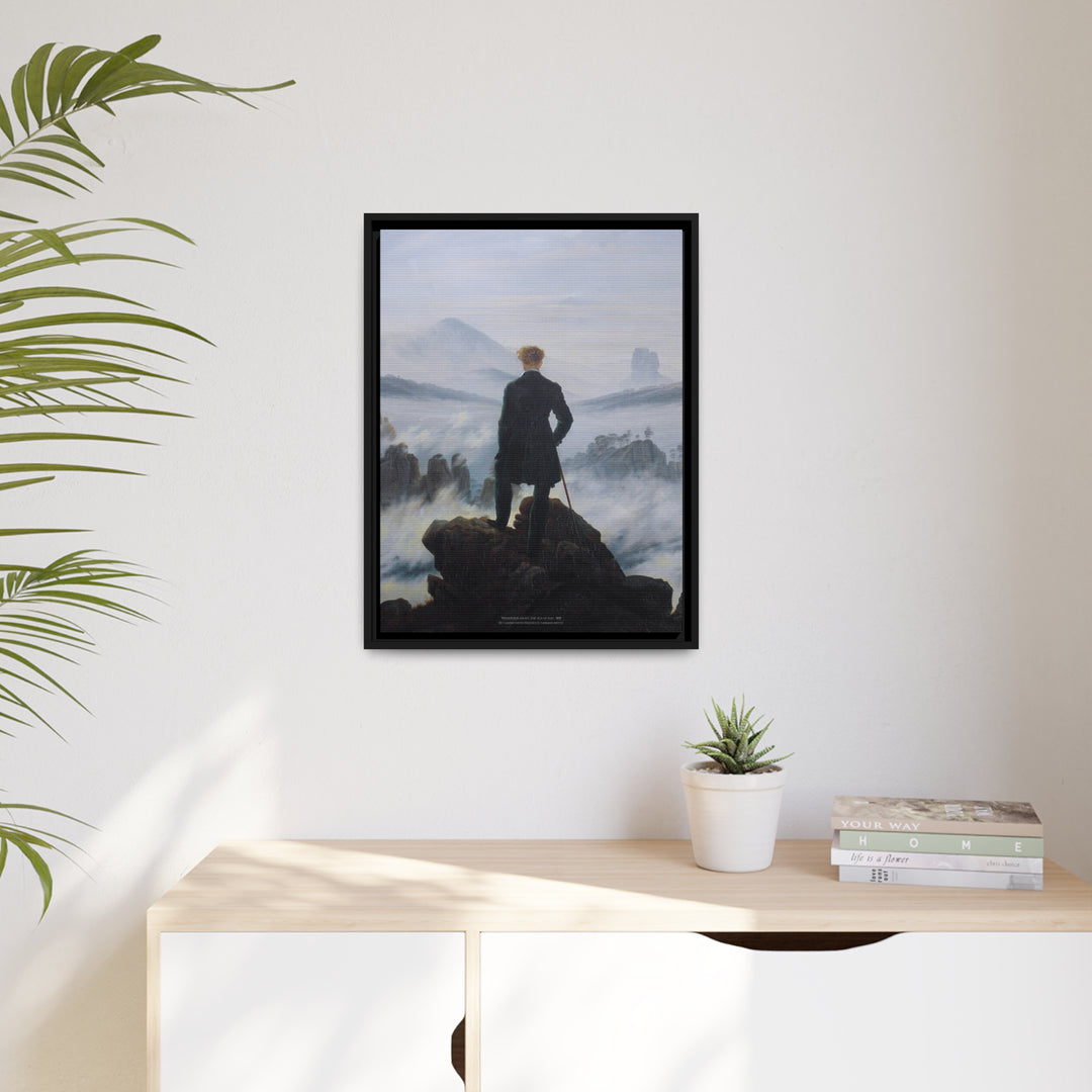 Matte Canvas in Black Frame, Wanderer above the Sea of Fog by Caspar David Friedrich