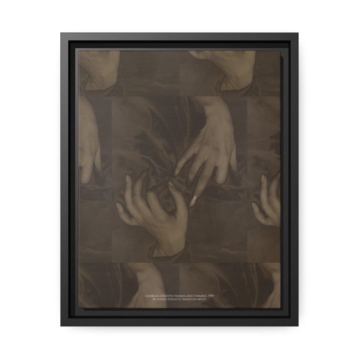 Matte Canvas in Black Frame, Georgia O'Keeffe-Hands and Thimble by Alfred Stieglitz