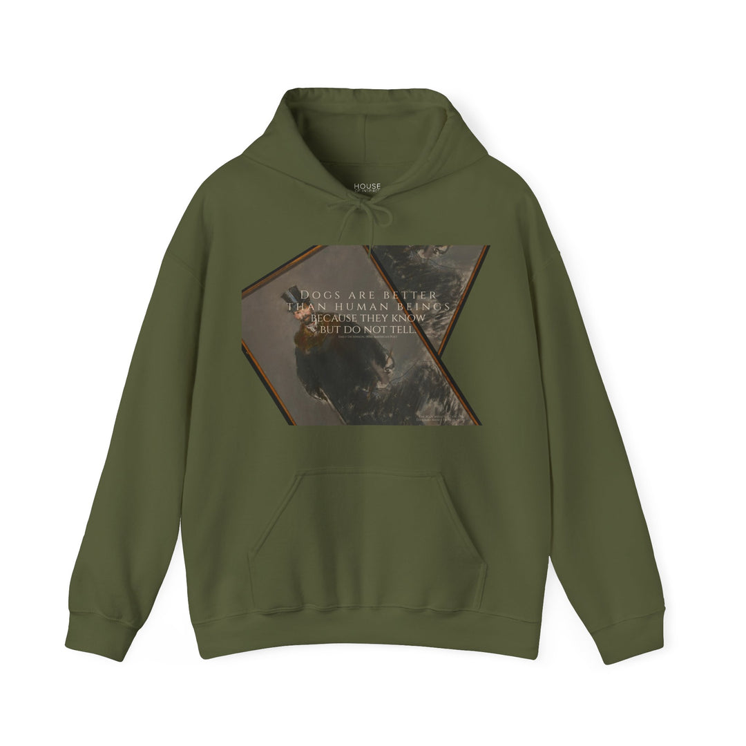 Heavy Blend Hoodie, Dogs are Better Dogs are Better by Emily Dickinson & Éduoard Manet