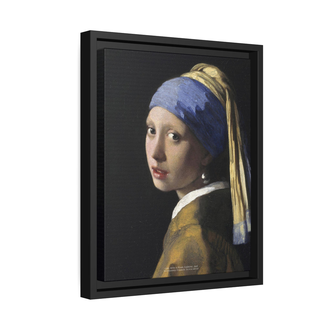 Matte Canvas in Black Frame, Girl with a Pearl Earring by Johannes Vermeer