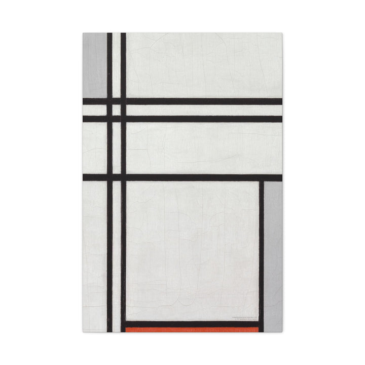 Canvas Wall Art, Composition (No.1) Gray-Red by Piet Mondrian