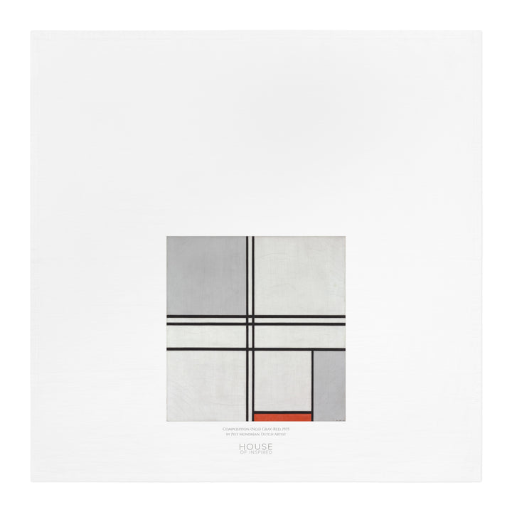 Kitchen Tea Towel, Composition (No.1) Gray-Red by Piet Mondrian