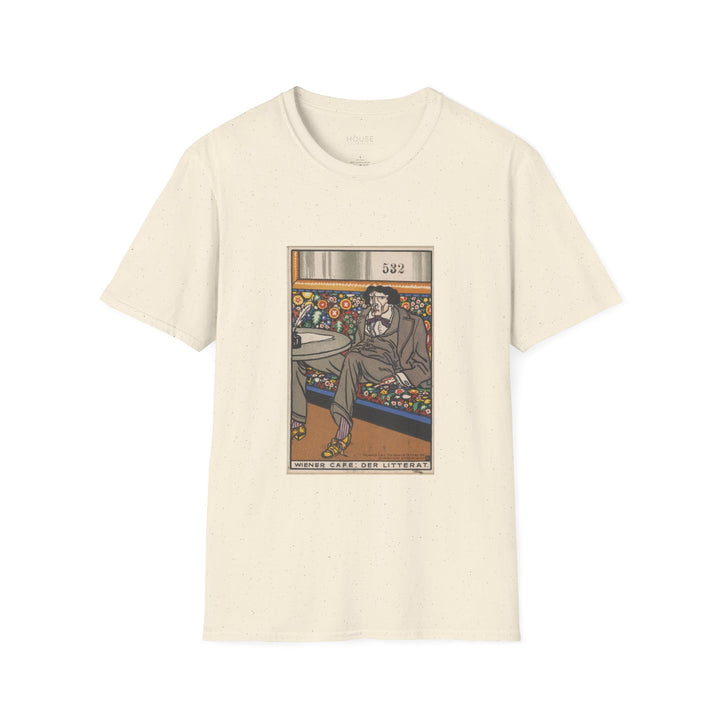 Unisex Soft Cotton Tee, Viennese Café: The Man of Letters by Moriz Jung