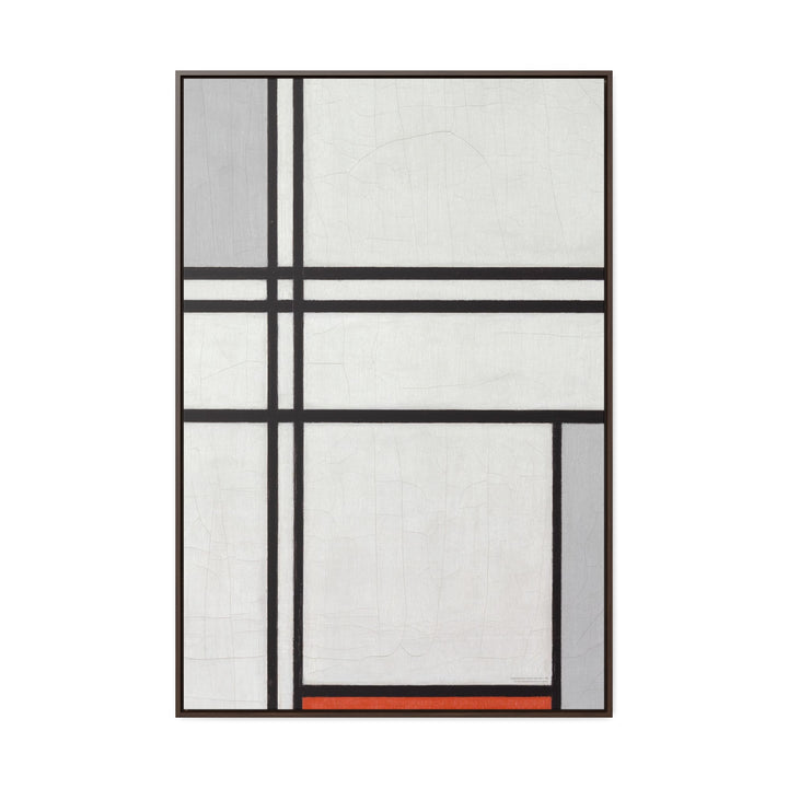 Framed Canvas Wall Art, Composition (No.1) Gray-Red by Piet Mondrian