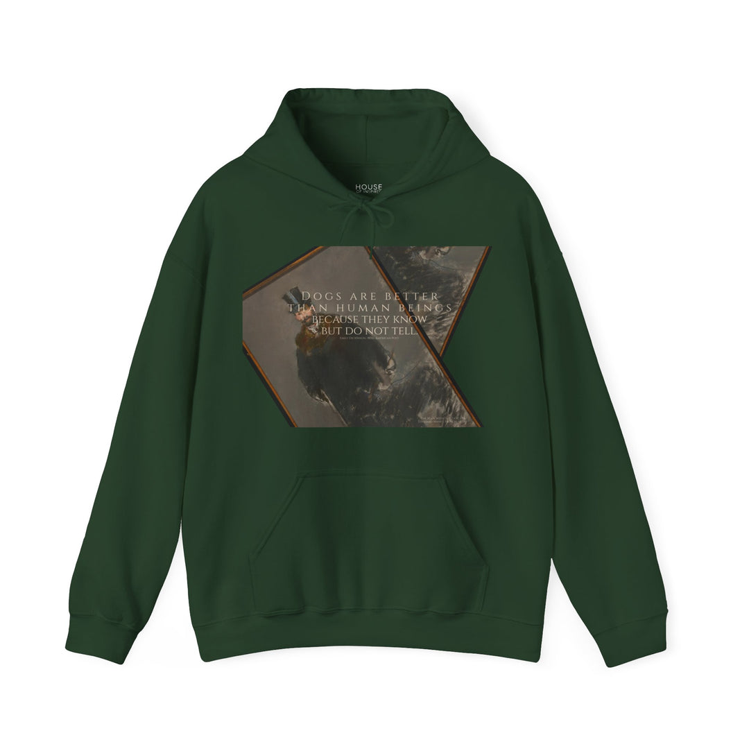 Heavy Blend Hoodie, Dogs are Better Dogs are Better by Emily Dickinson & Éduoard Manet