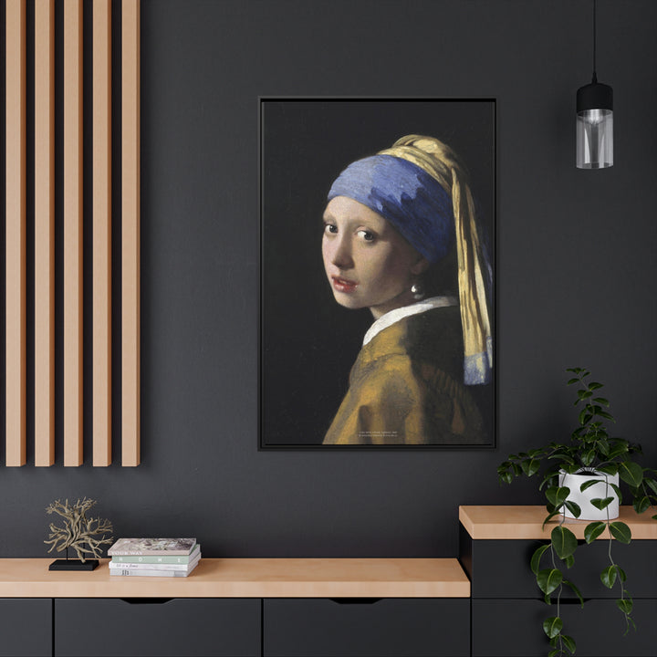 Matte Canvas in Black Frame, Girl with a Pearl Earring by Johannes Vermeer