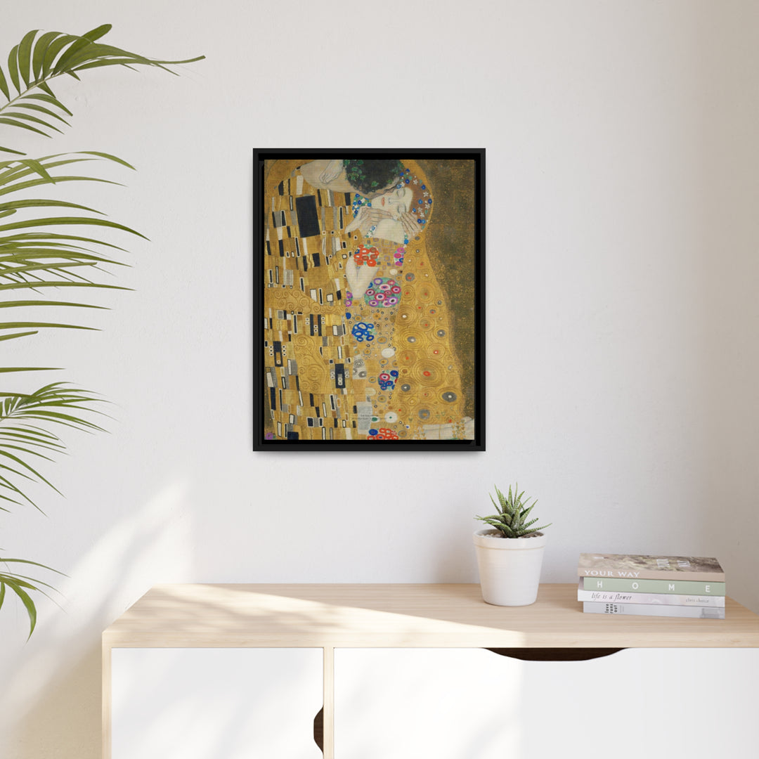 Matte Canvas in Black Frame, The Kiss by Gustav Klimt