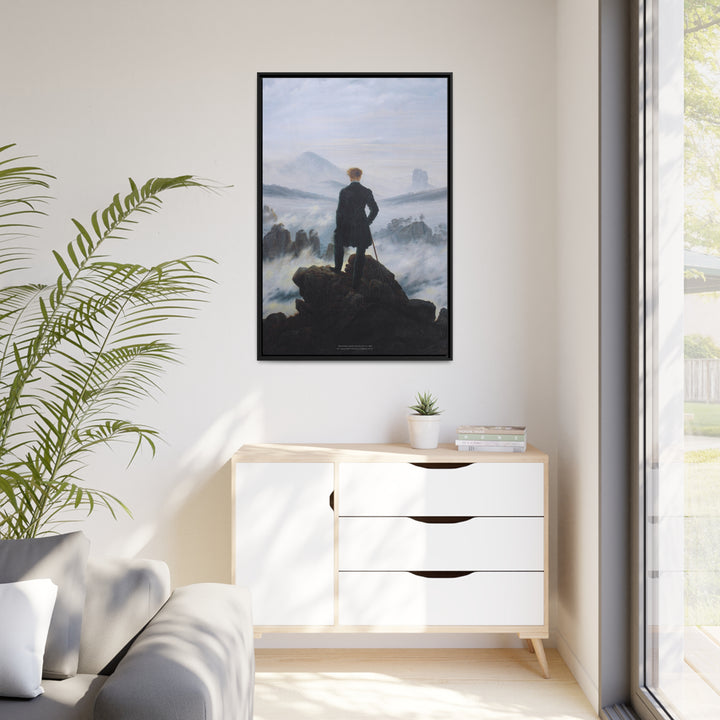 Matte Canvas in Black Frame, Wanderer above the Sea of Fog by Caspar David Friedrich