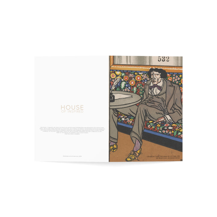 Greeting Card, Viennese Café: The Man of Letters by Moriz Jung